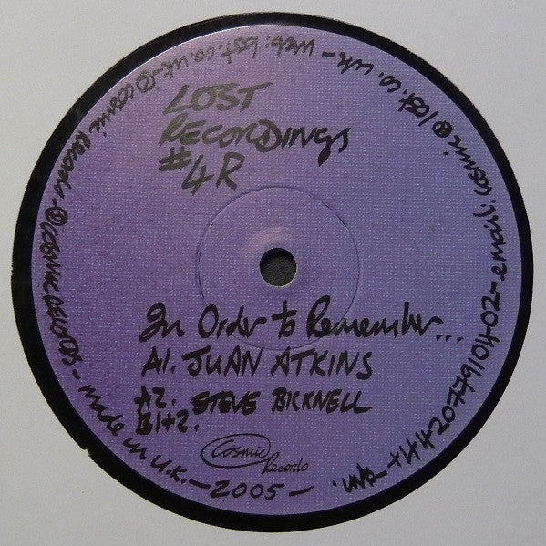 Steve Bicknell - Lost Recordings #4R - In Order To Remember