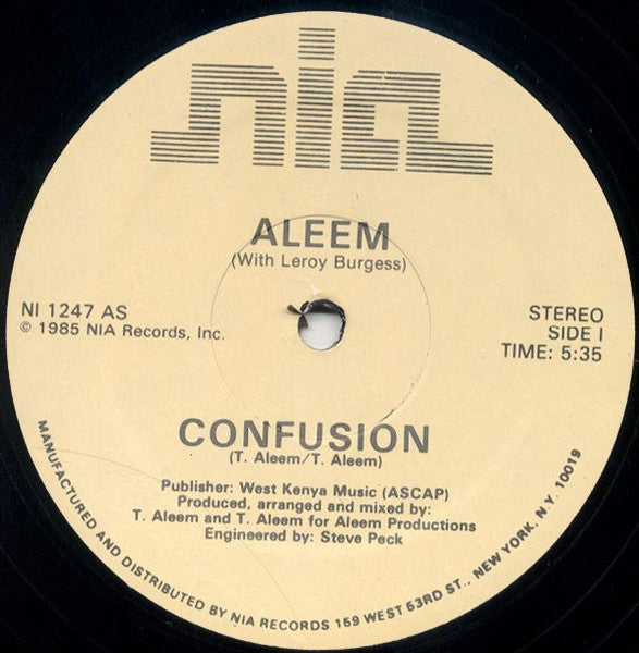 Aleem With Leroy Burgess - Confusion