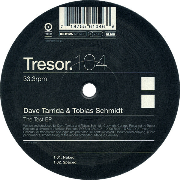 Dave Tarrida & Tobias Schmidt - The Test EP